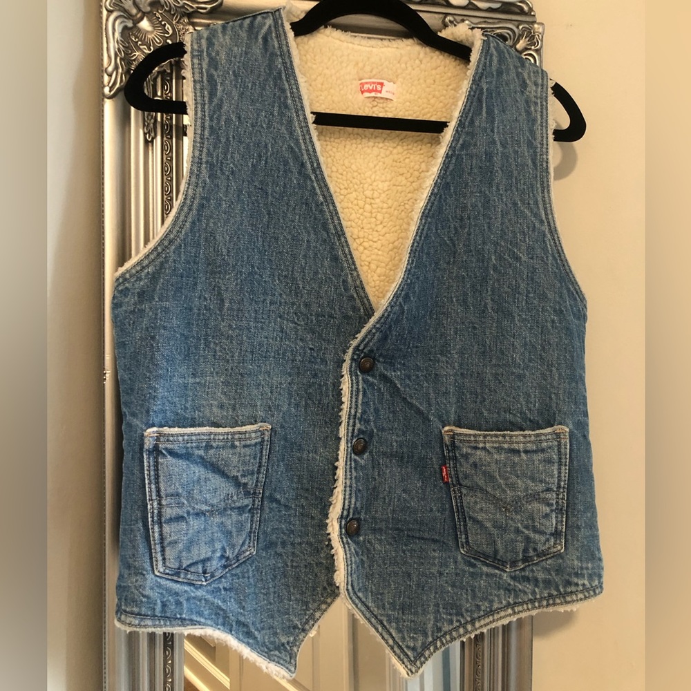 Levi's Blue Denim Vest with White Lining